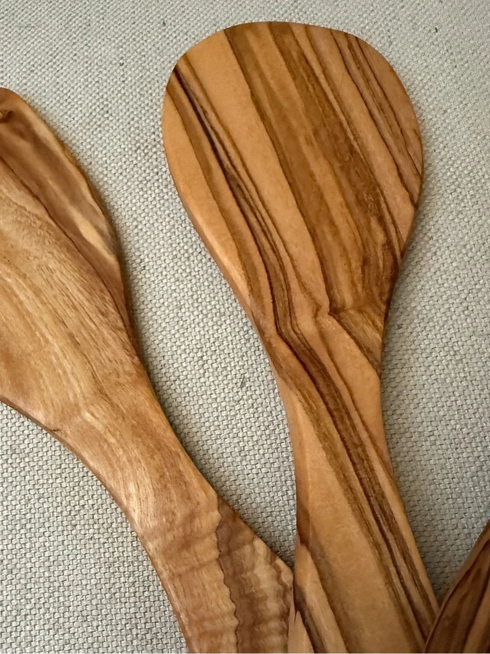 NWT Set-of-3 7” Olive Wood Utensils by Arte Legno, Italy, each piece unique